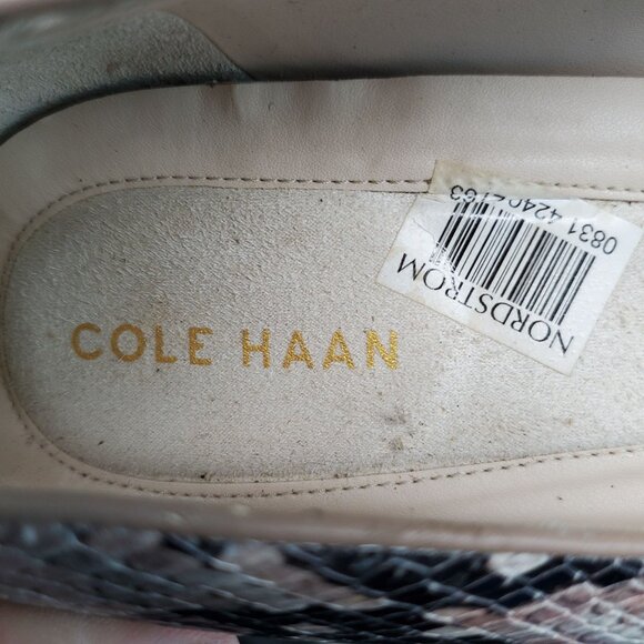 Cole Haan Shoes Womens Size 9 Snakeskin Leather Manmade Peep Toe Wedge - Picture 9 of 11
